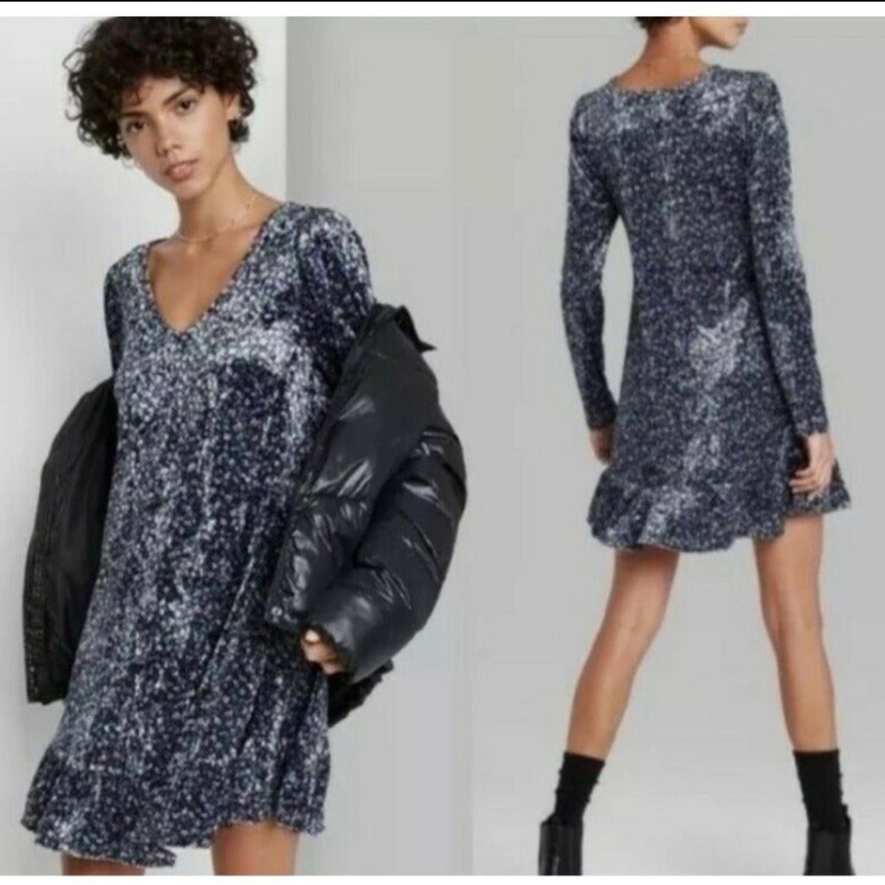 Wild Fable Floral Velvet Long Sleeve Dress NWT
